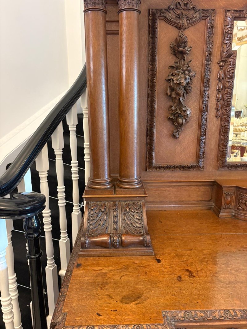 Monumental Antique Victorian Exhibition Quality Carved Oak Sideboard By Maple and Co. - Image 12